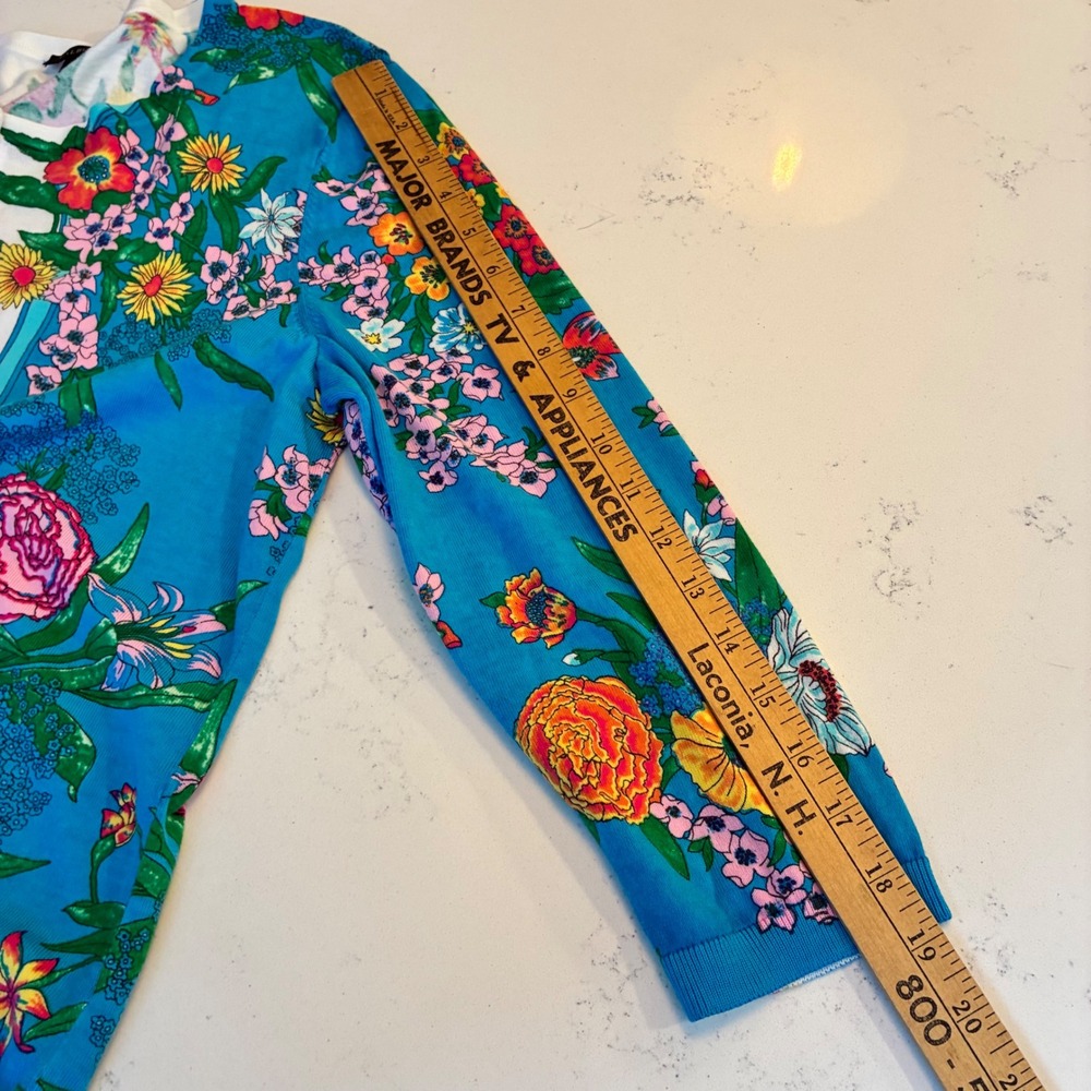 Talbots Cardigan L Floral Cotton Knit Sweater Garden Preppy Classic Cottage - Picture 8 of 9